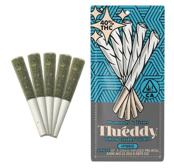 Threddy Lemon Cherry Gelato .5g Infused Preroll 5pk 40%