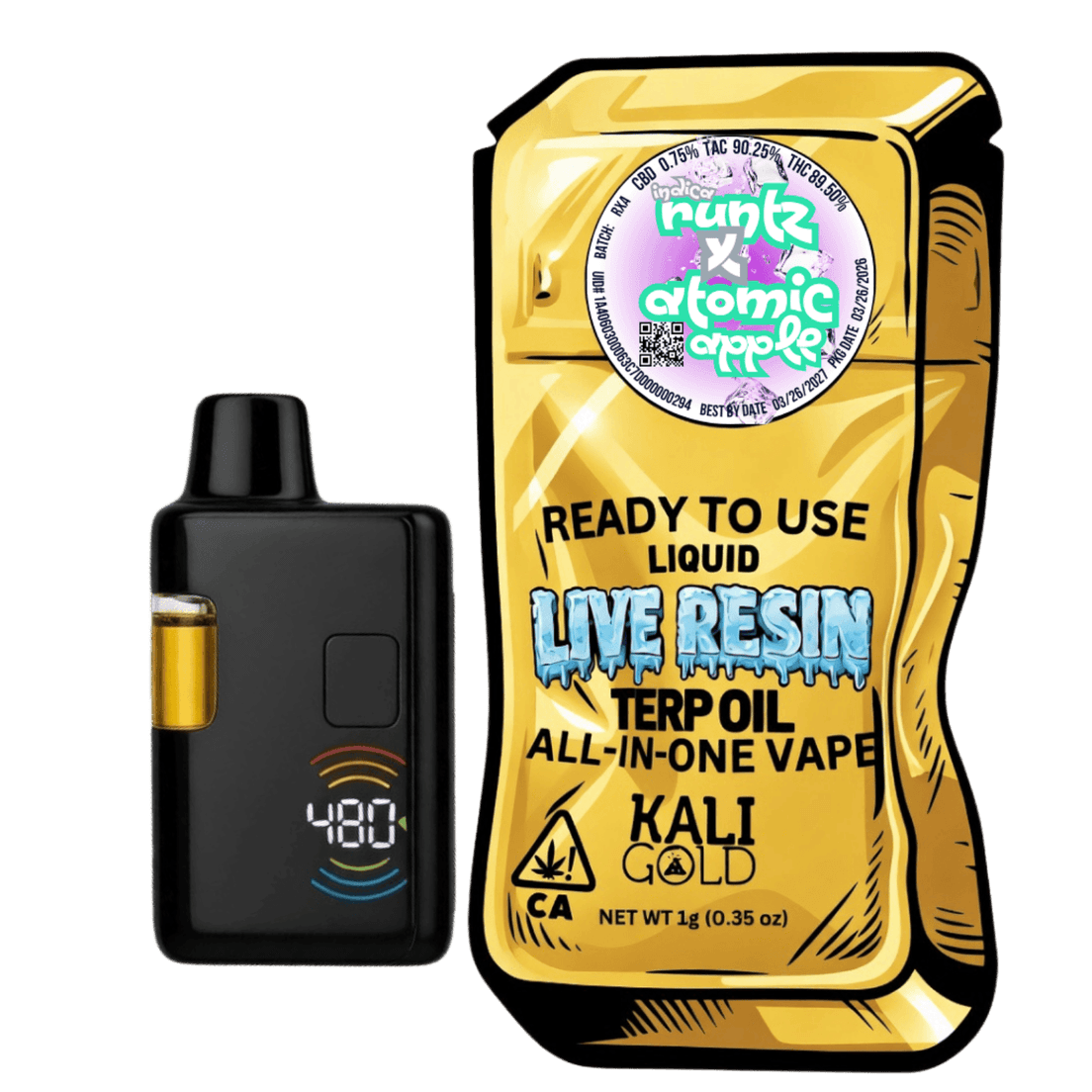 Kali Gold Runtz x Atomic Apple 1g All in One Vape 75%