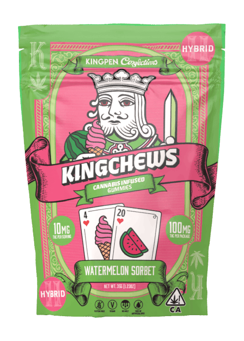 Kingpen Kingchews Watermelon Sorbet Gummies 100mg THC