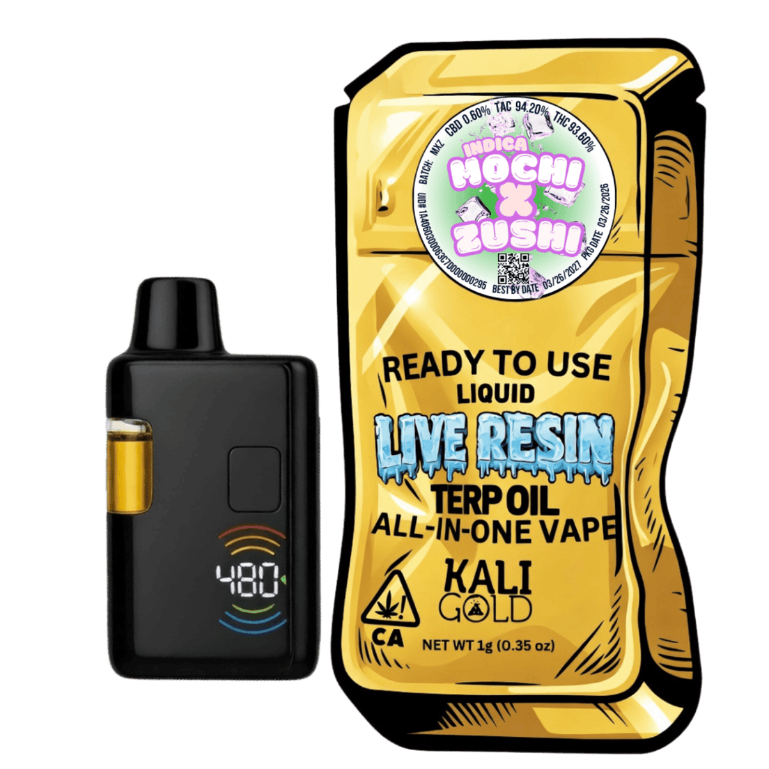 Kali Gold Mochi x Zushi 1g All in One Vape 76%
