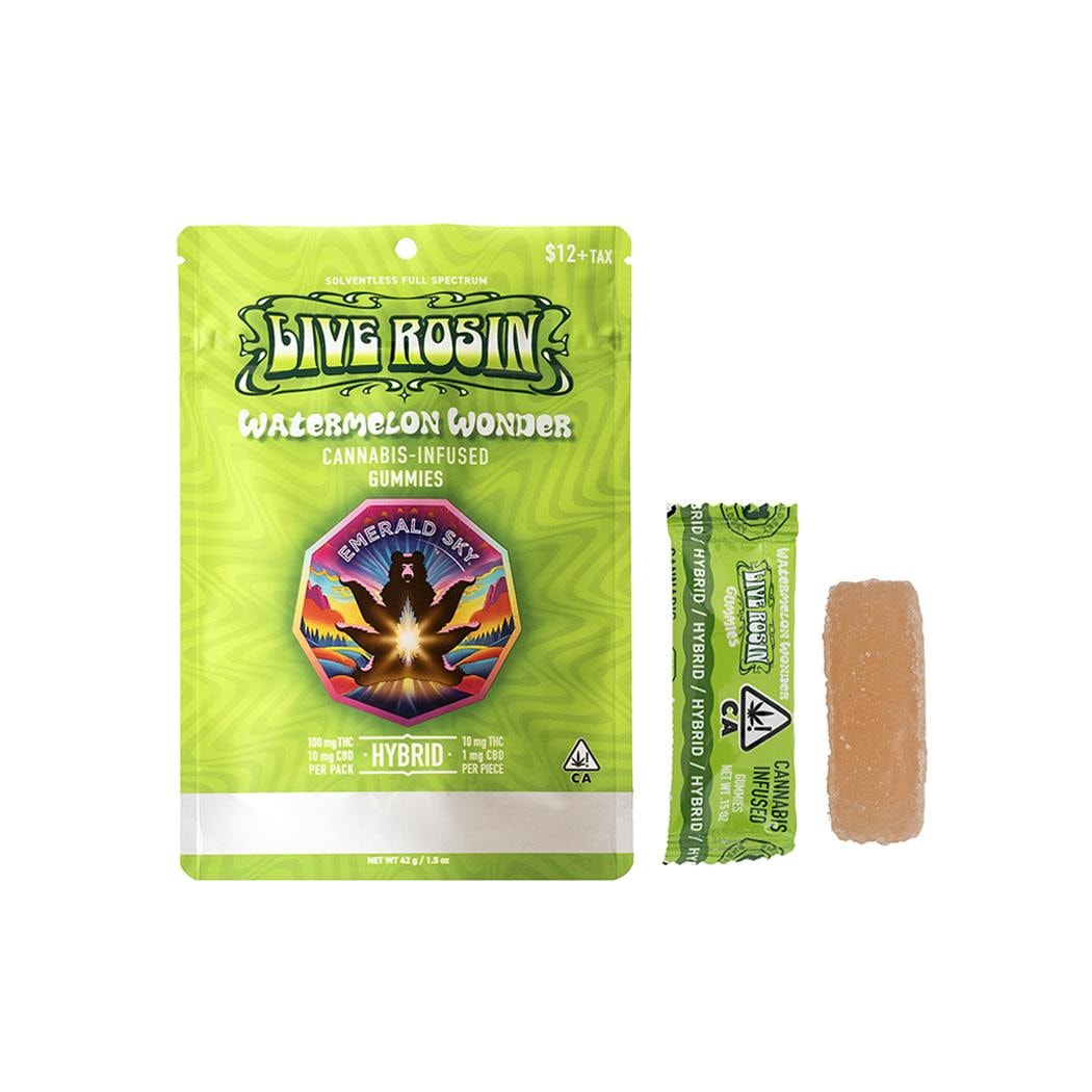 Emerald Sky Watermelon Wonder Live Rosin Gummies 100mg THC