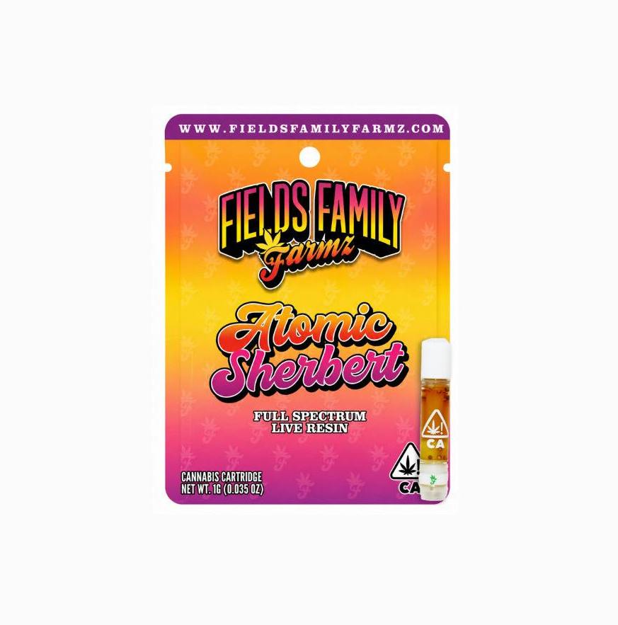 Fields Family Farmz Atomic Sherbert 1g Live Resin Cartridge 79%