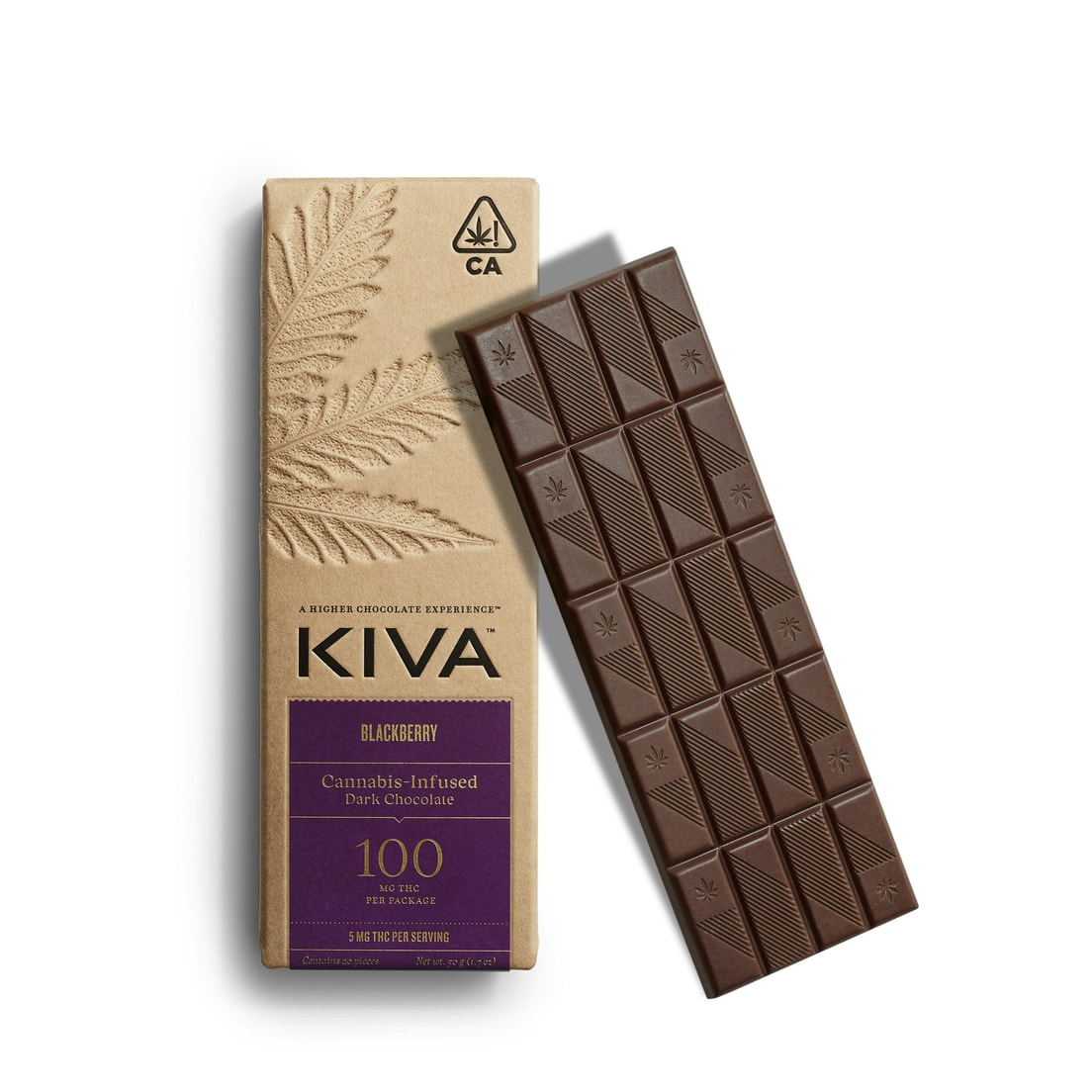 Kiva Blackberry Dark Chocolate Bar 100mg THC