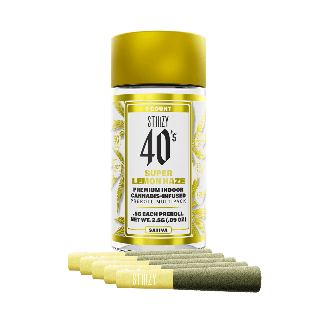 STIIIZY 40's Super Lemon Haze 0.5g 5pk Infused Prerolls 42%