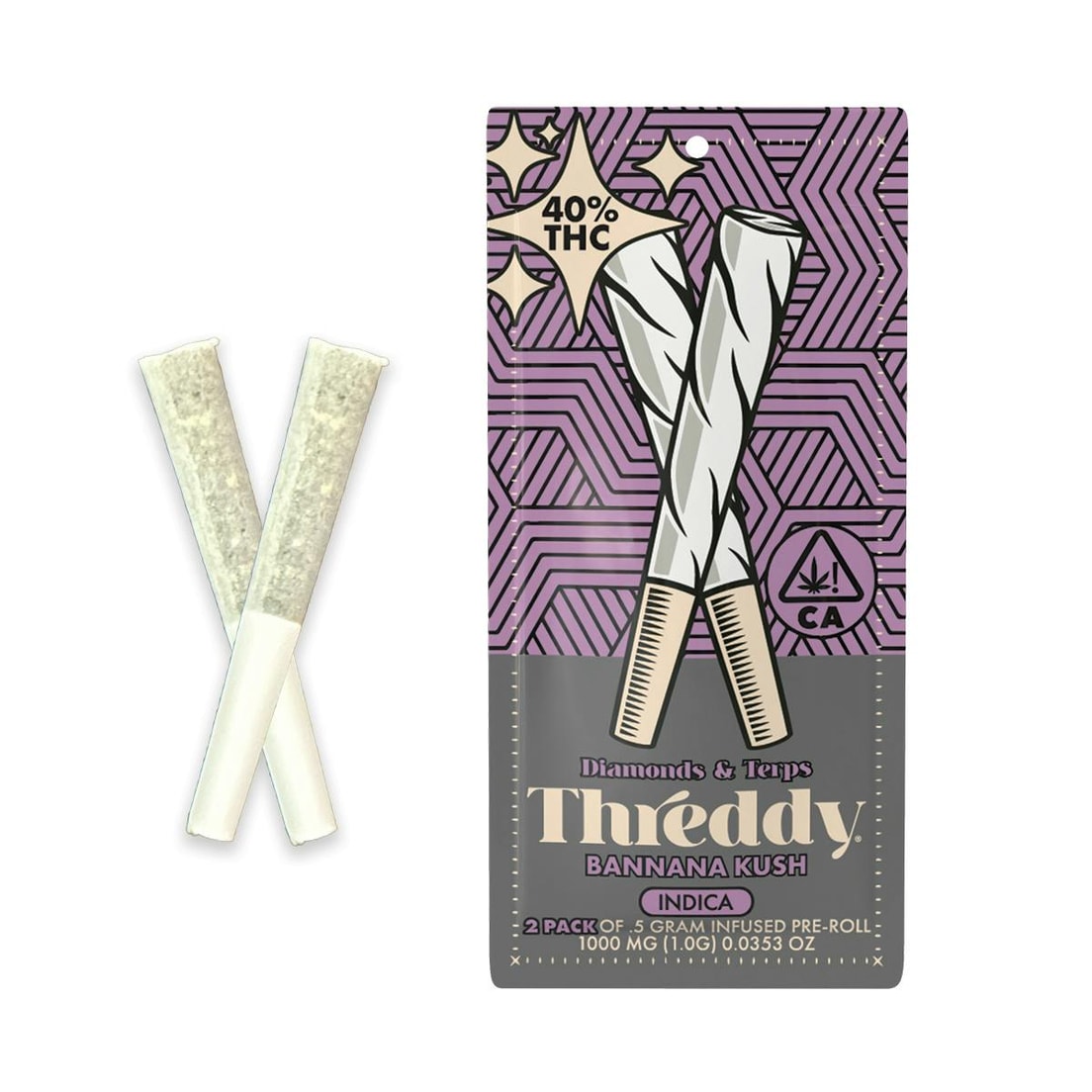 Threddy Banana Kush .5g Infused Preroll 2pk 40%