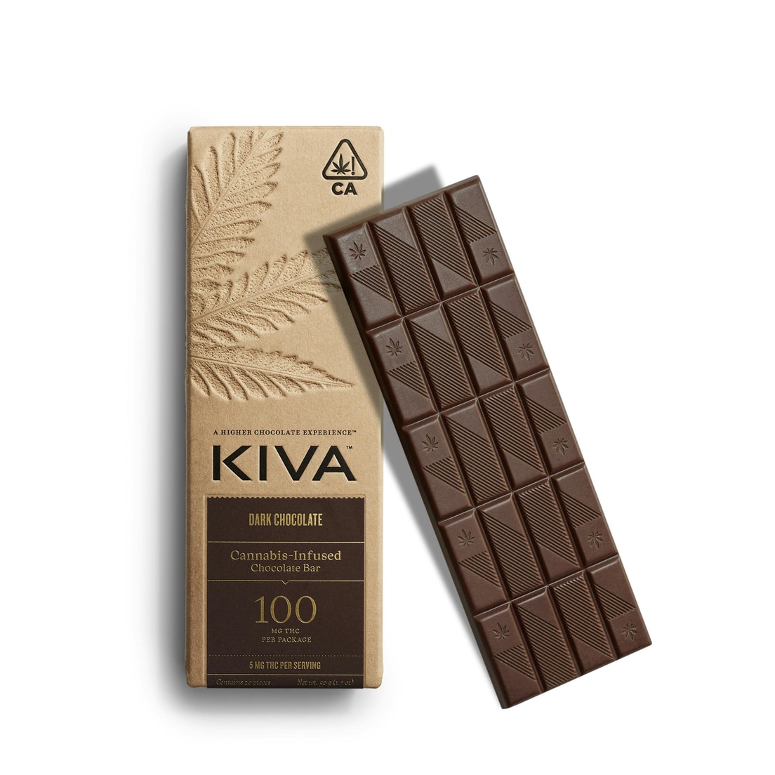 Kiva Dark Chocolate Bar 100mg THC