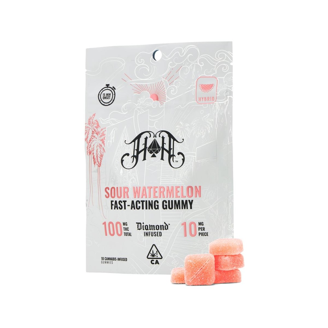 Heavy Hitters Sour Watermelon Diamond Infused Fast-Acting Gummies 100mg