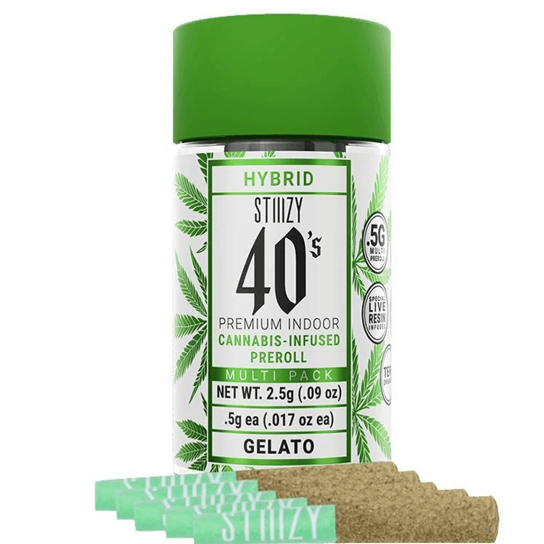 STIIIZY 40's Gelato 0.5g 5pk Infused Prerolls 39%