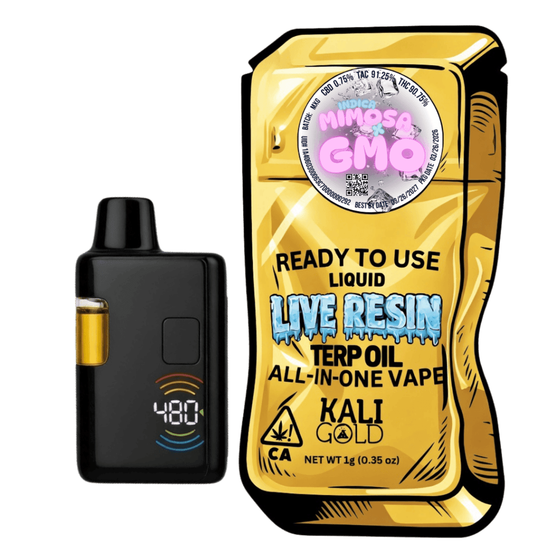 Kali Gold Mimosa x GMO 1g All in One Vape 76%