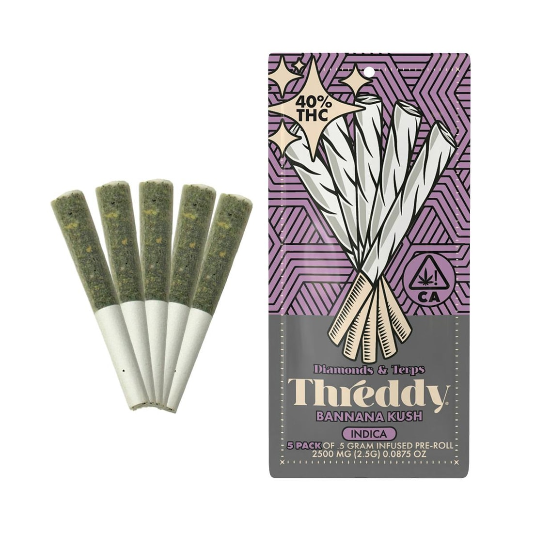 Threddy Banana Kush .5g Infused Preroll 5pk 40%