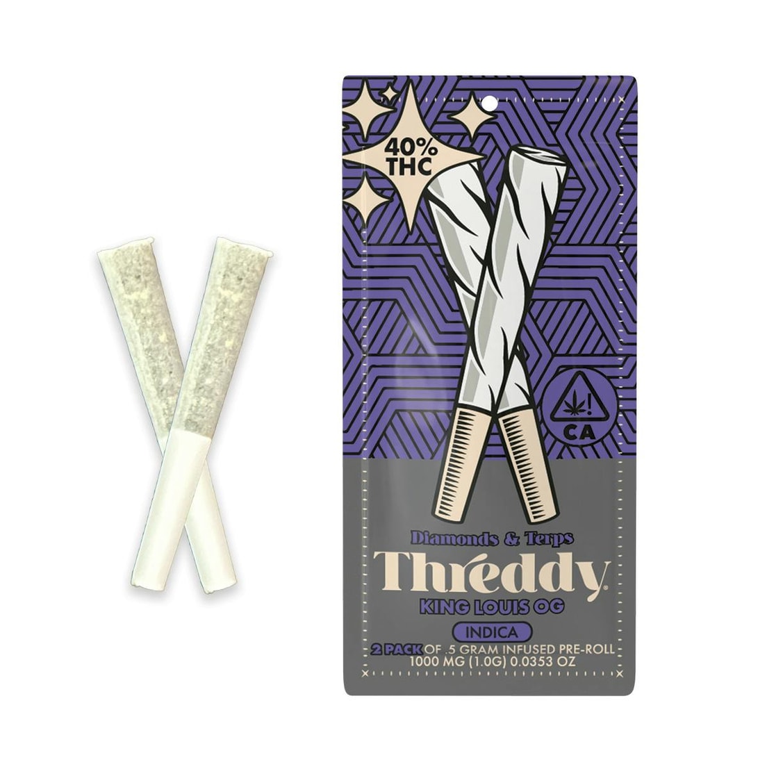 Threddy King Louis OG .5g Infused Preroll 2pk 40%