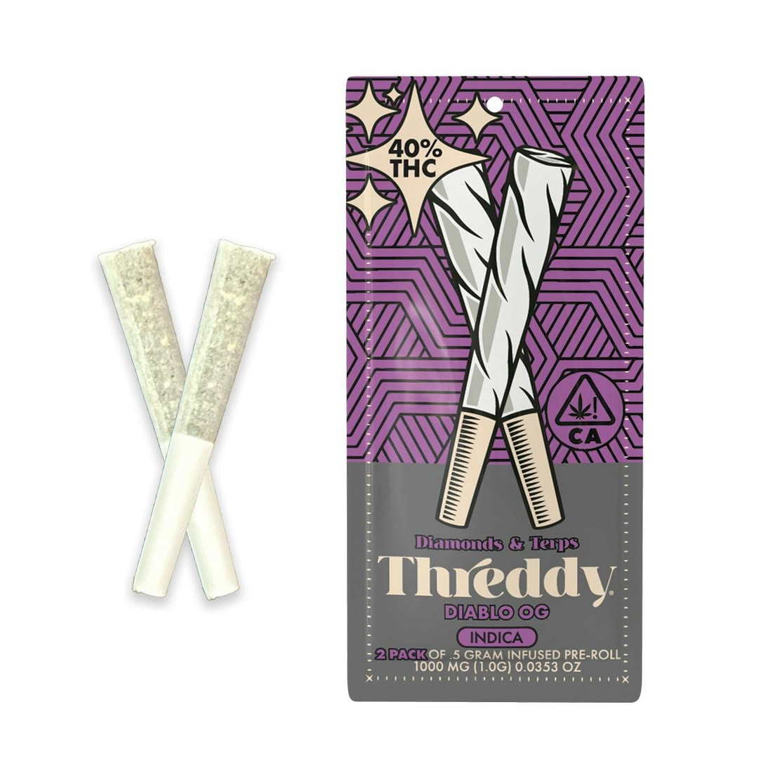 Threddy Diablo OG .5g Infused Preroll 2pk 40%