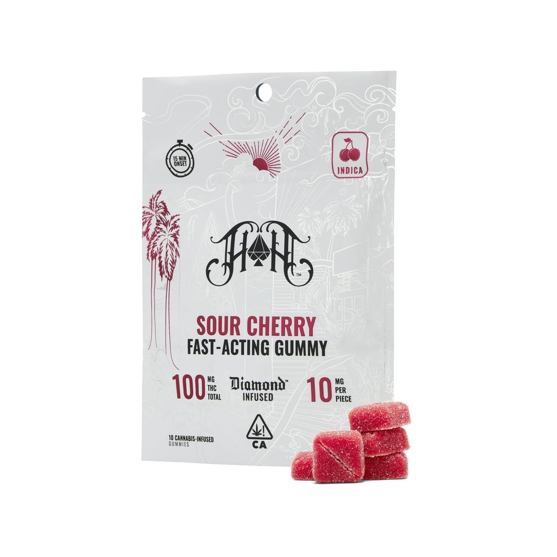 Heavy Hitters Sour Cherry Diamond Infused Fast-Acting Gummies 100mg