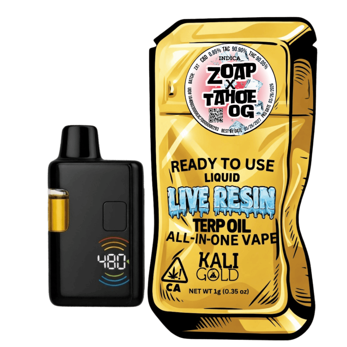 Kali Gold Zoap x Tahoe OG 1g All in One Vape 77%
