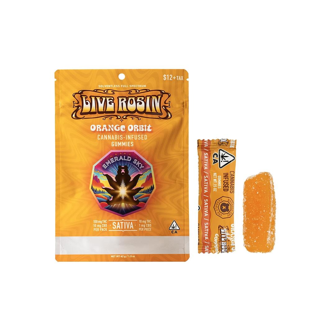 Emerald Sky Orange Orbit Live Rosin Gummies 100mg THC
