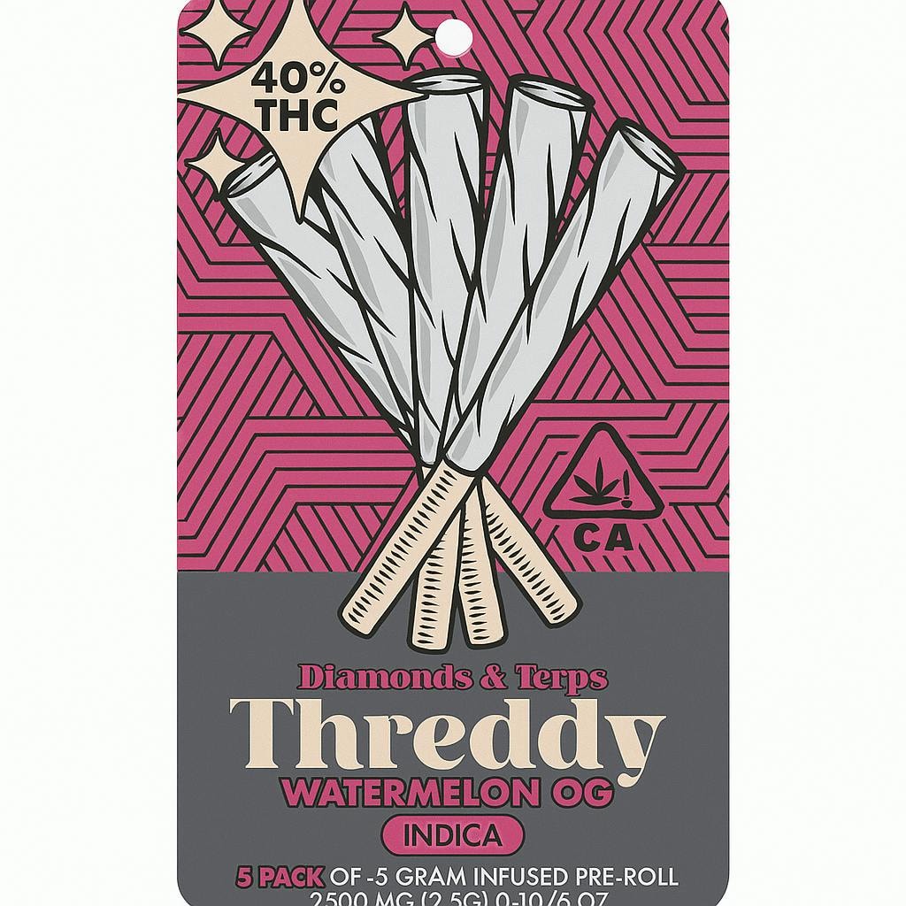 Threddy Watermelon OG .5g Infused Preroll 5pk 40%