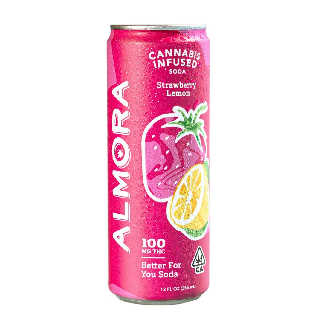 Almora Strawberry Lemon Prebiotic Infused Soda 100mg
