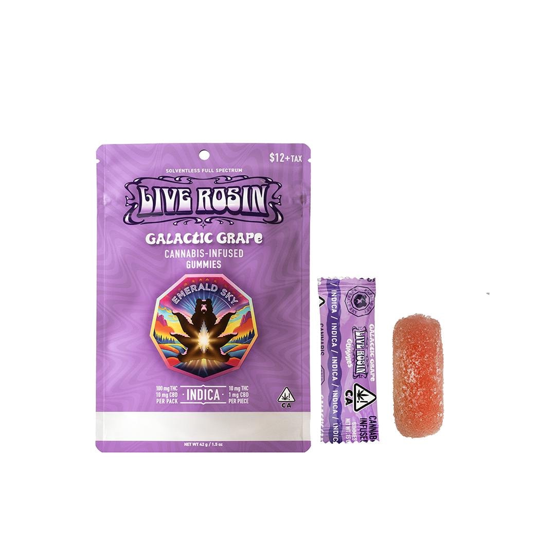 Emerald Sky Galactic Grape Live Rosin Gummies 100mg THC