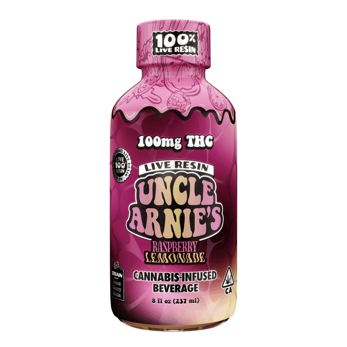 Uncle Arnies Raspberry Lemonade Live Resin Infused Beverage 100mg