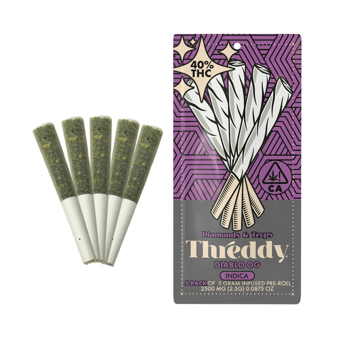 Threddy Diablo OG .5g Infused Preroll 5pk 40%