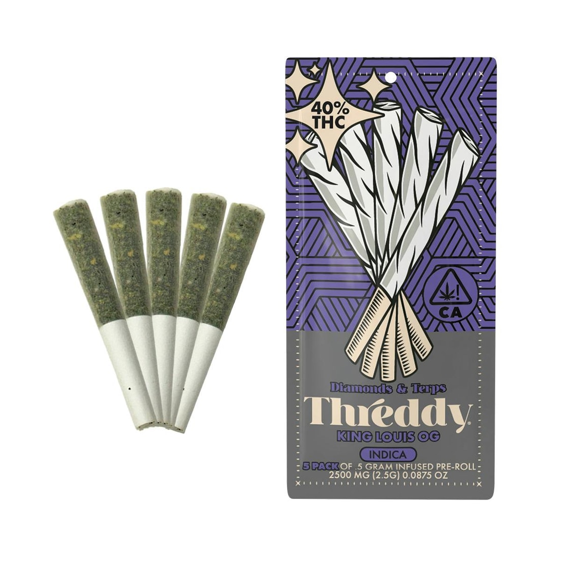 Threddy King Louis .5g Infused Preroll 5pk 40%